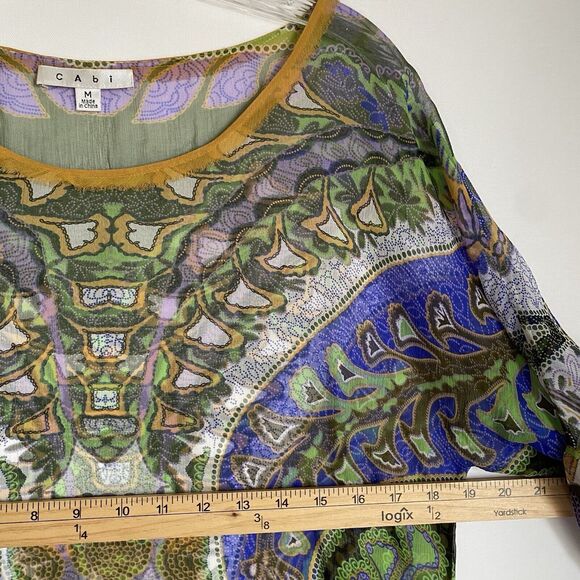CAbi Silk Top Tunic Cover Up M Multicolor Floral Marrakech Moroccan Beach Resort - Picture 3 of 6